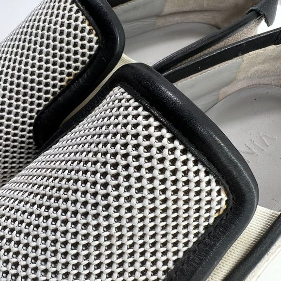 Vince Women's Bram Slip On Shoe Size 5.5 White Mesh Black Leather Sneaker Loafer - Picture 7 of 11